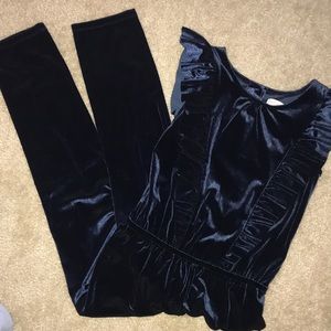 Blue velvet  jumpsuit- girls 7/8
